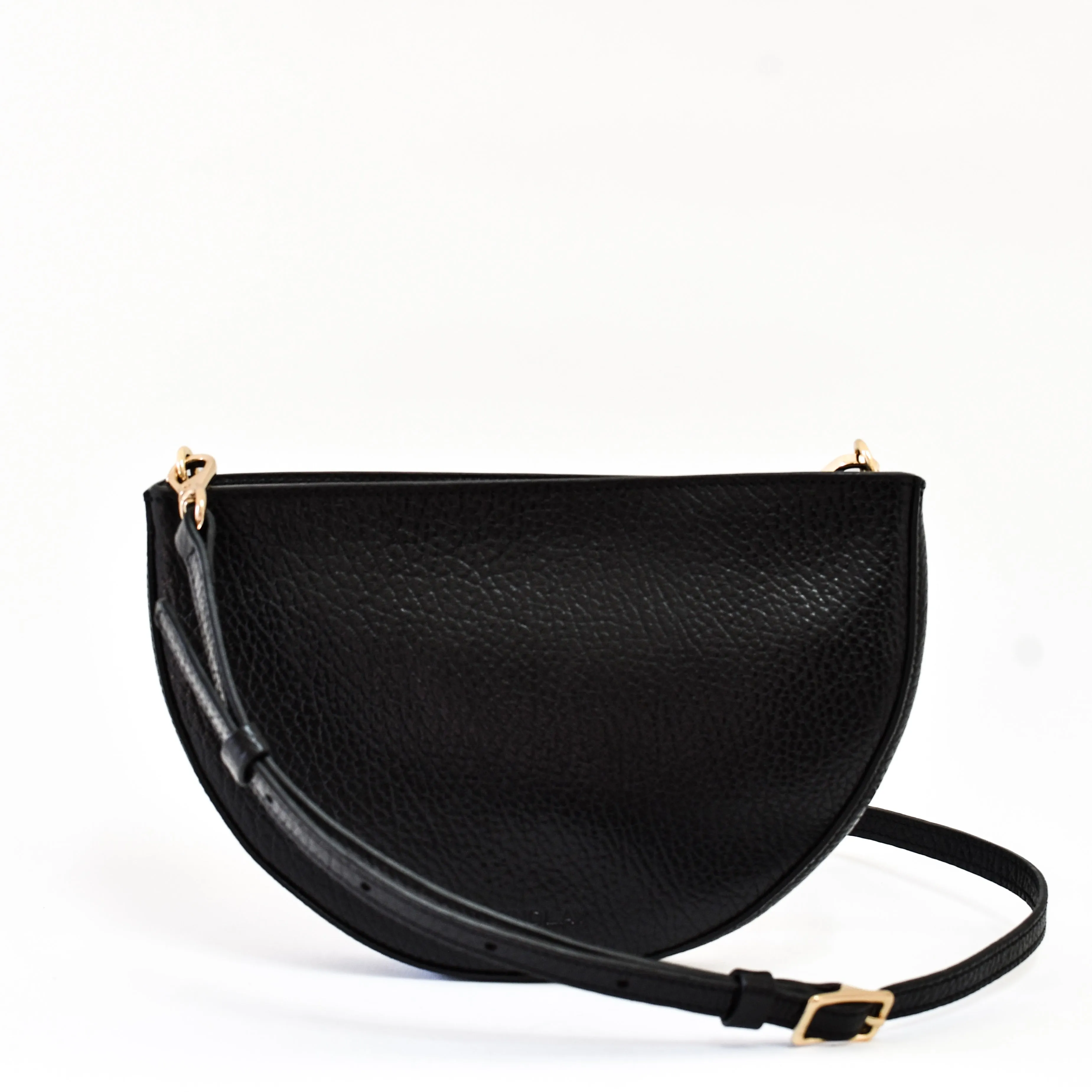 Half Moon Crossbody, Black Lux Pebble