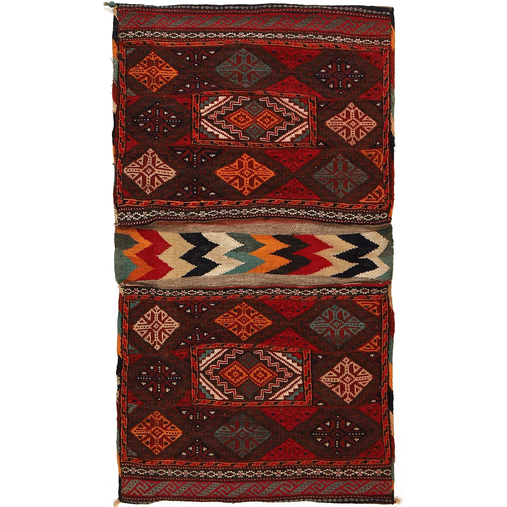Hand Knotted Saddle Bag Area Kilim 2' 7" x 4' 8" ft / 79 x 143 cm - No. G22484