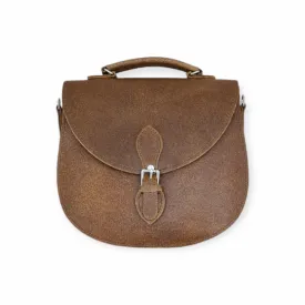 Handmade Tannery Leather Saddle Bag - Tan