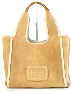 Hogan Tan H-bag suede tote bag