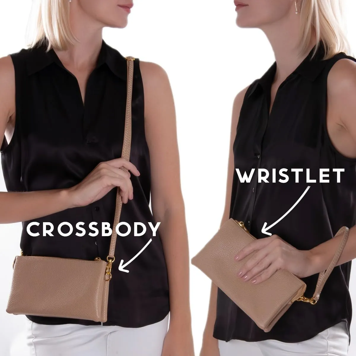 Humble Chic NY Vegan Leather Wristlet Purse for Women - Small Clutch Purse with Shoulder and Wrist Straps