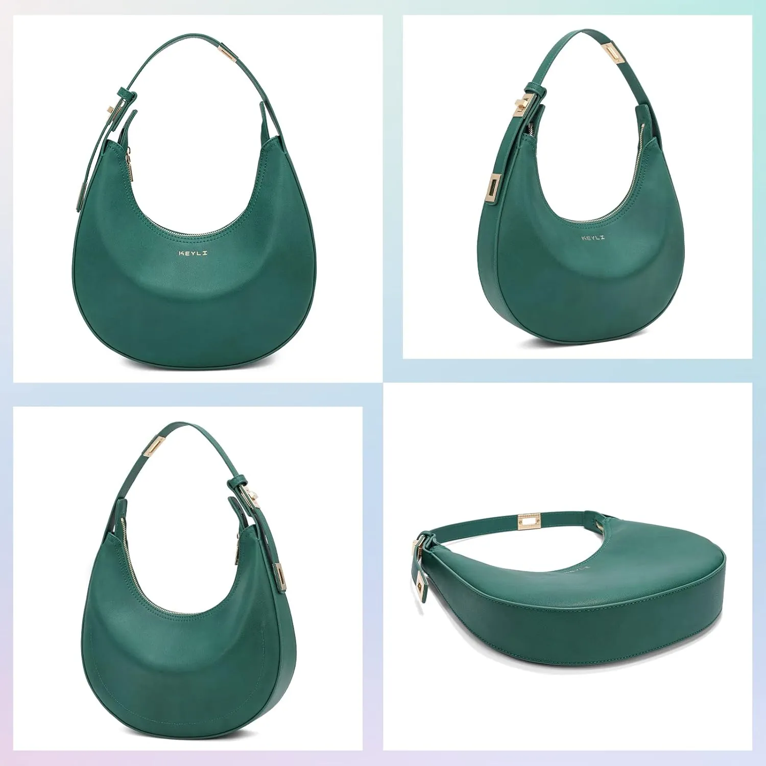 Keyli Shoulder Bag Stylish Casual Clutch Purses for Women 3 Ways Adjust Strap Hobo Handbags with Zip Closure