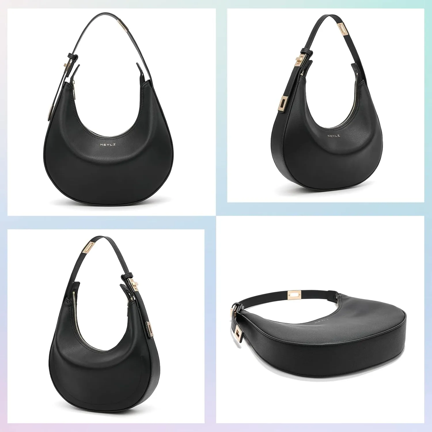 Keyli Shoulder Bag Stylish Casual Clutch Purses for Women 3 Ways Adjust Strap Hobo Handbags with Zip Closure
