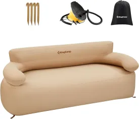 KingCamp Double Inflatable Couch for Camping, Portable Foldable Eco-Friendly Reach-Certified PVC Liner Air Lounger 2-Person Blow Up Sofa with Foot Pump, Pegs, Repair Kit & Removable Cover