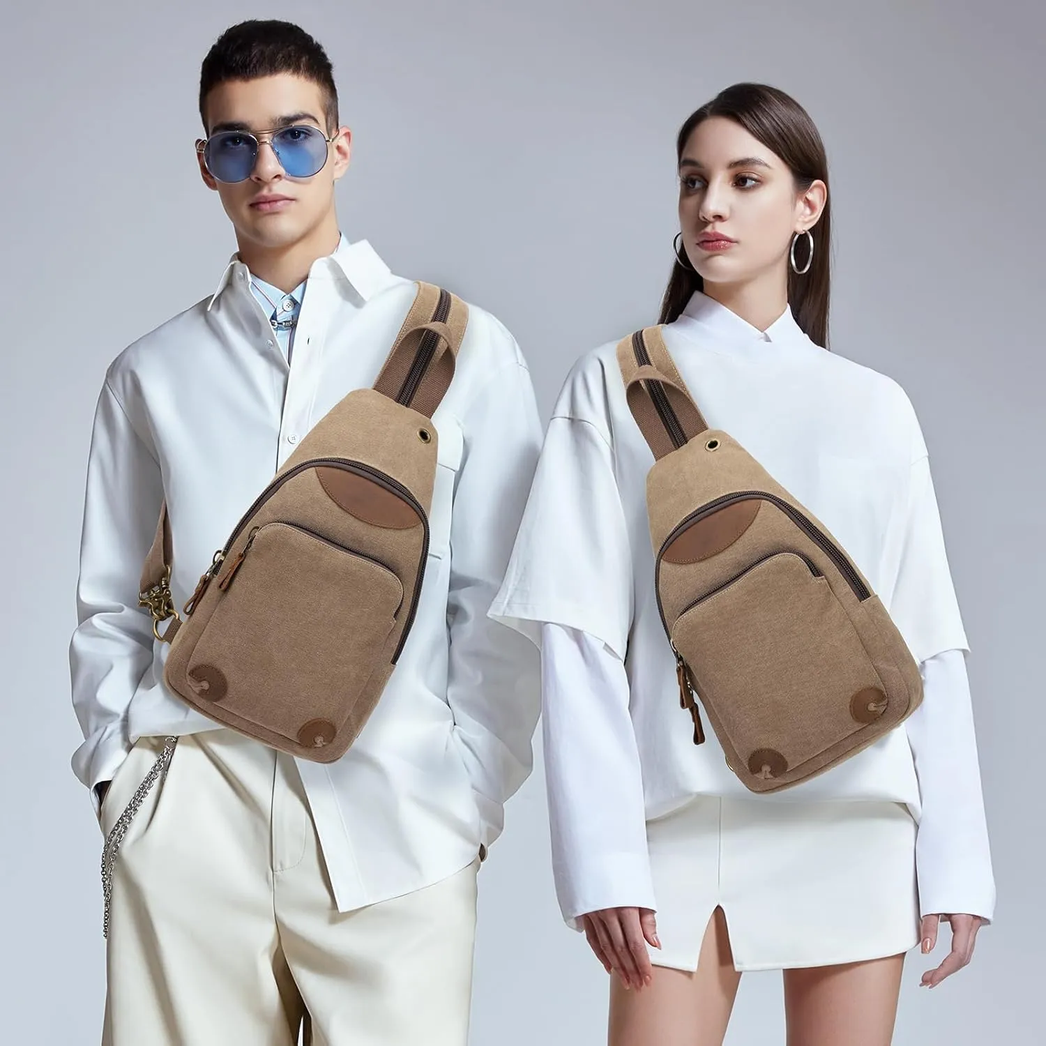 KL928 Canvas Sling Bag Crossbody Backpack Shoulder Casual Rucksack for Men Women