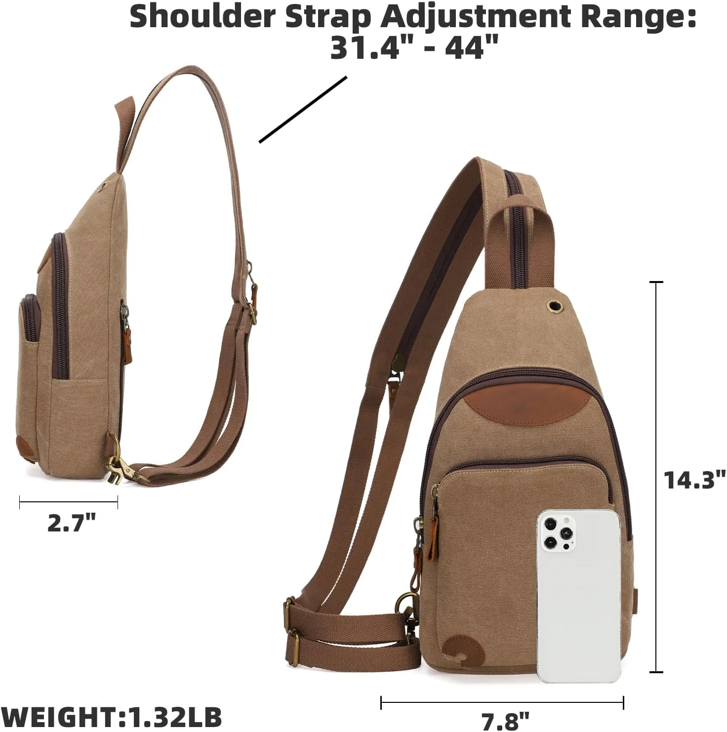 KL928 Canvas Sling Bag Crossbody Backpack Shoulder Casual Rucksack for Men Women