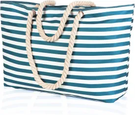 KUAK Beach Bags for Women Extra Large Beach Tote Bag with Top Zipper, 3 Inner Pockets Waterproof Sandproof Swim Pool Bag
