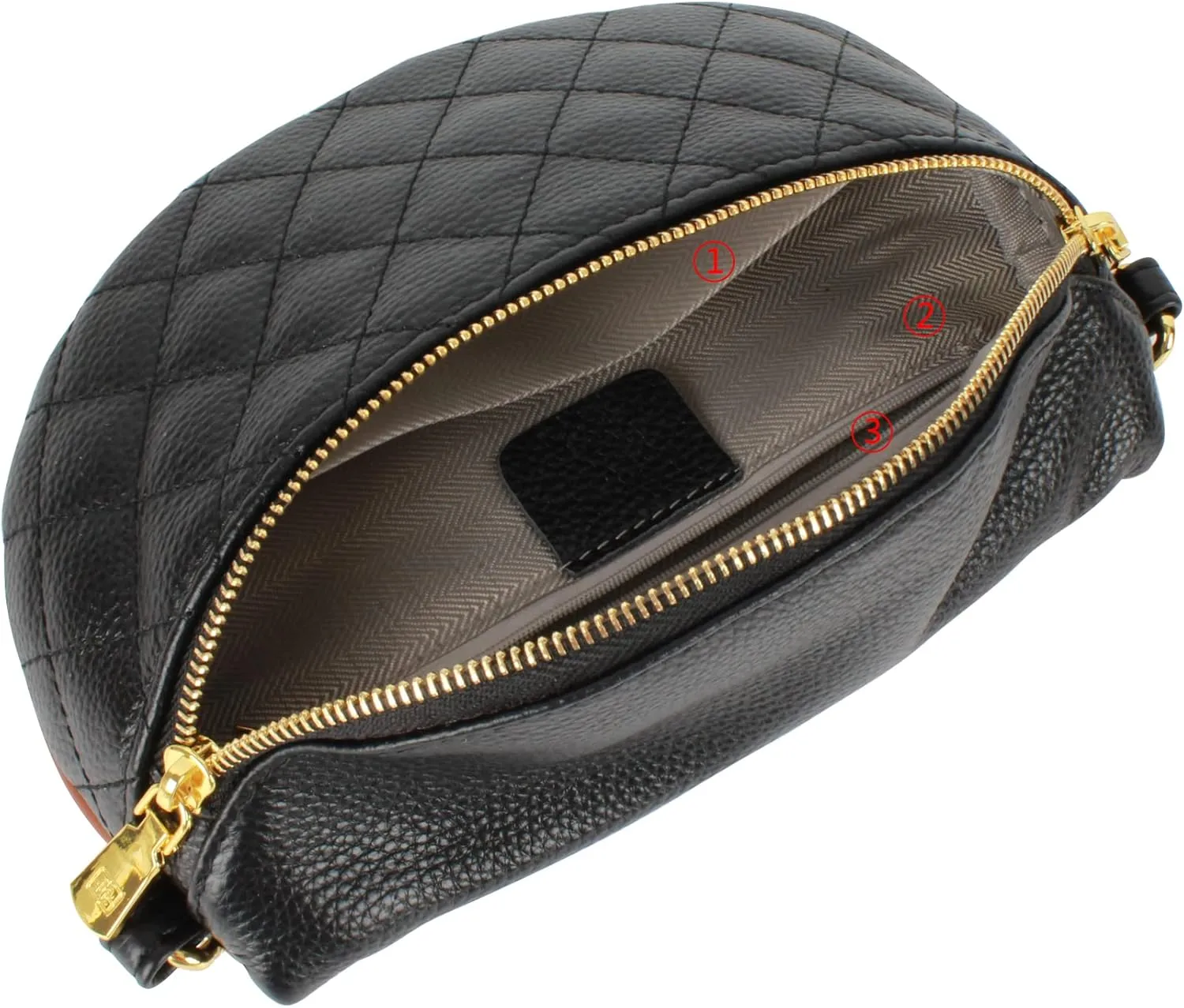 LABANCA Women Rivet Studded Zipper Pocket Shoulder Purse Faux Leather Waist Packs Rave Chest Bag Festival Fanny Bag Purse (07103 Black)