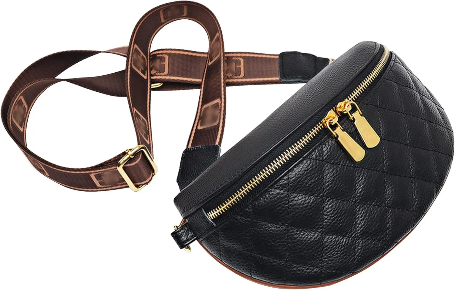 LABANCA Women Rivet Studded Zipper Pocket Shoulder Purse Faux Leather Waist Packs Rave Chest Bag Festival Fanny Bag Purse (07103 Black)