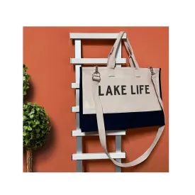 Lake Life Beach Tote Bag XL - Oversized Chic Tote Bag with Zipper and Inner Pocket- Gift for Her - Boat Bag - Weekender Bag - Lake Life Gift