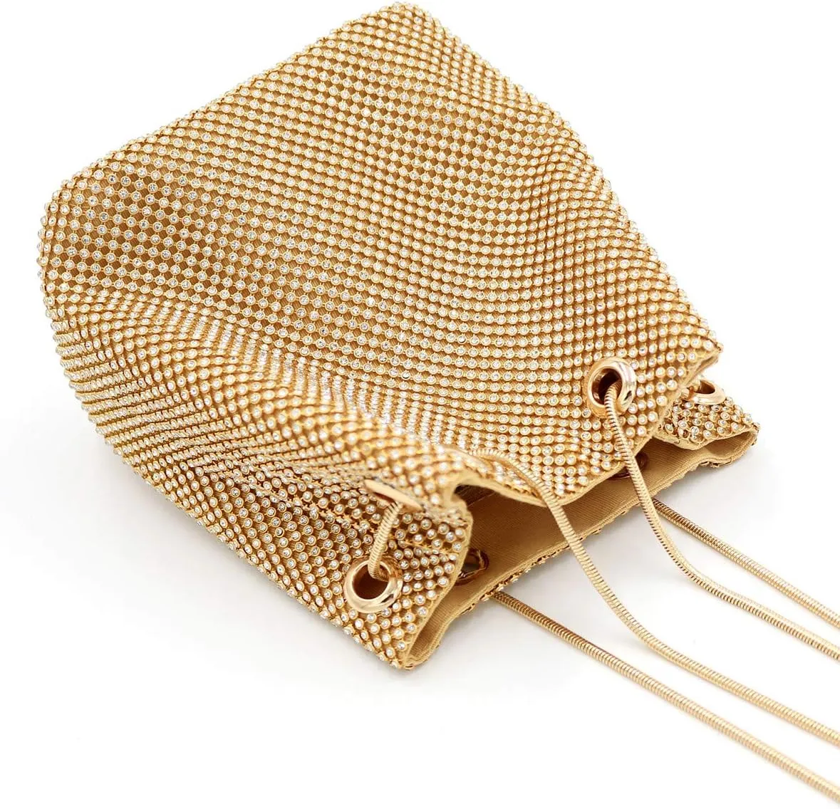 Luxury Full Rhinestone Bucket Bag, Bling Evening Bag Purse for Women