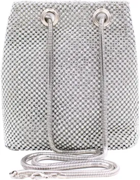 Luxury Full Rhinestone Bucket Bag, Bling Evening Bag Purse for Women