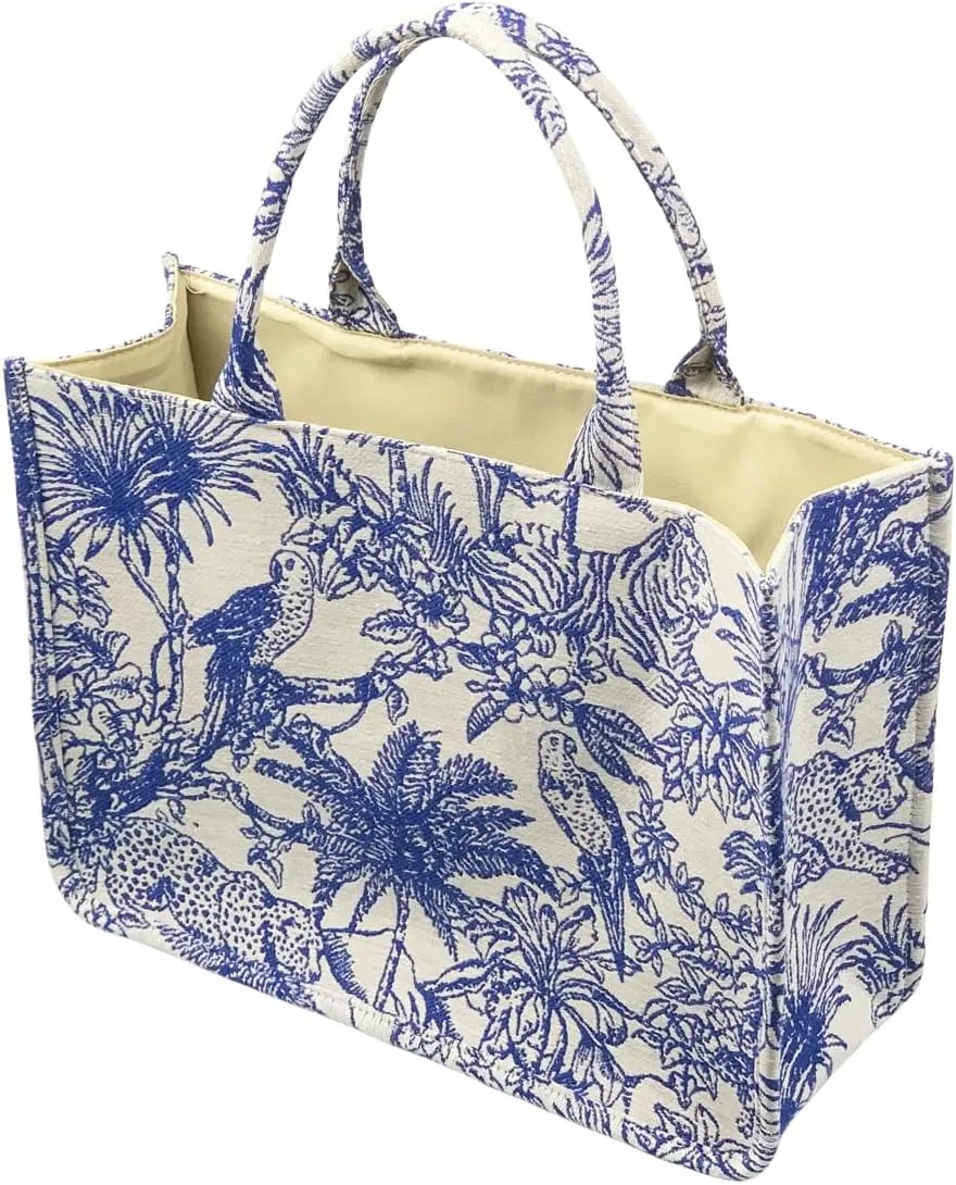 Luxury Large Tote Bag Retro Embroidery Jacquard Handbag Cotton Linen Bags for Women