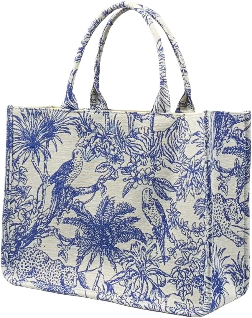 Luxury Large Tote Bag Retro Embroidery Jacquard Handbag Cotton Linen Bags for Women