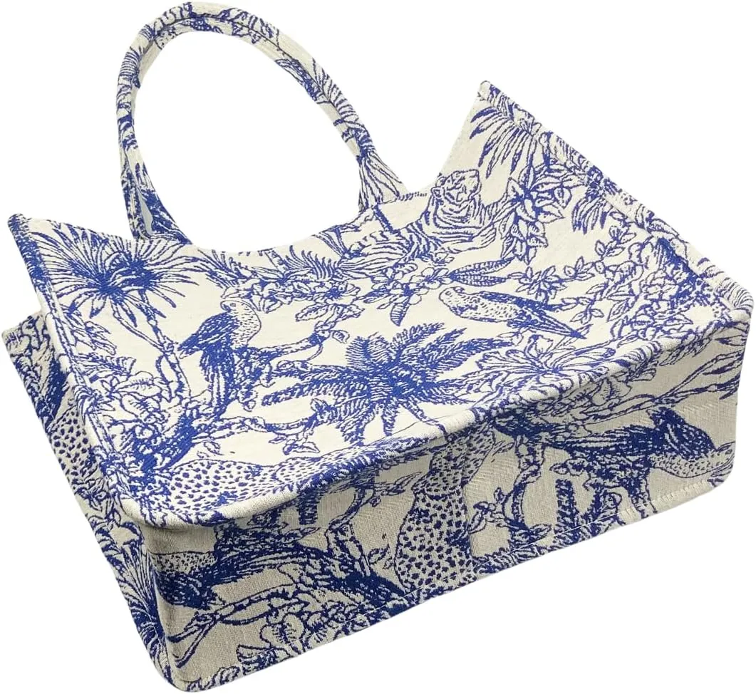 Luxury Large Tote Bag Retro Embroidery Jacquard Handbag Cotton Linen Bags for Women