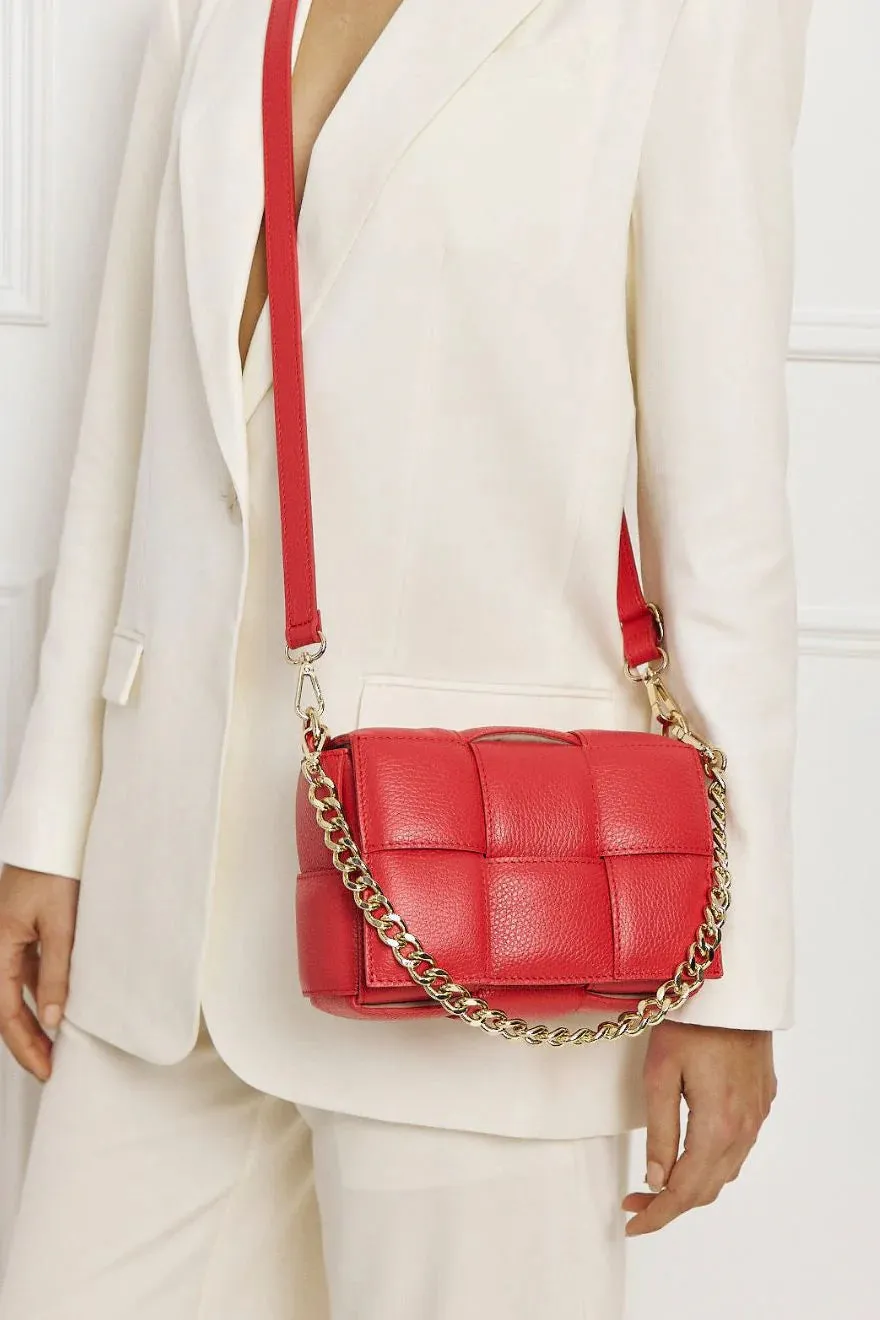 Margot Fuchsia Leather Woven Bag