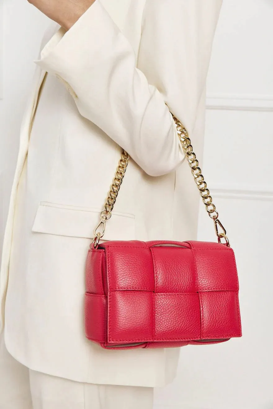 Margot Fuchsia Leather Woven Bag