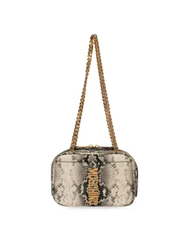 Moschino Snake Print Leather Crossbody Bag in Fantasy White Multi