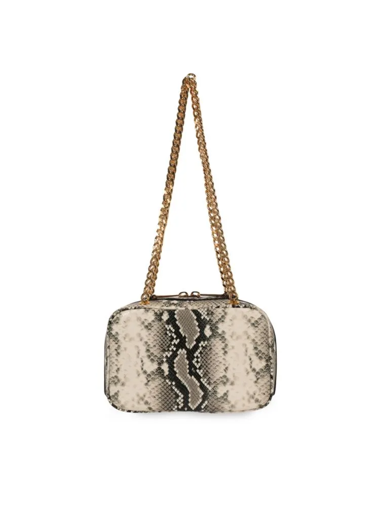 Moschino Snake Print Leather Crossbody Bag in Fantasy White Multi