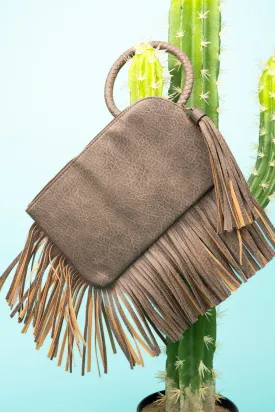NGIL Taupe Fairleigh Fringe Bangle Clutch