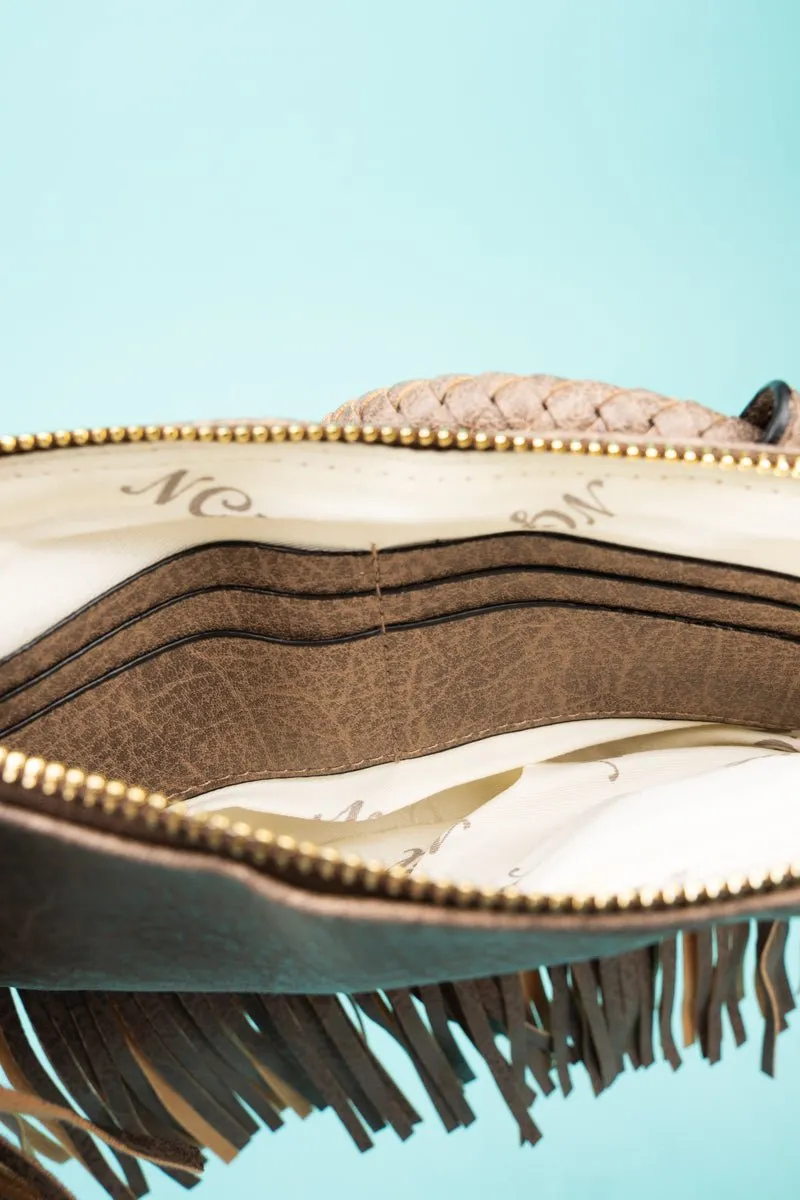 NGIL Taupe Fairleigh Fringe Bangle Clutch