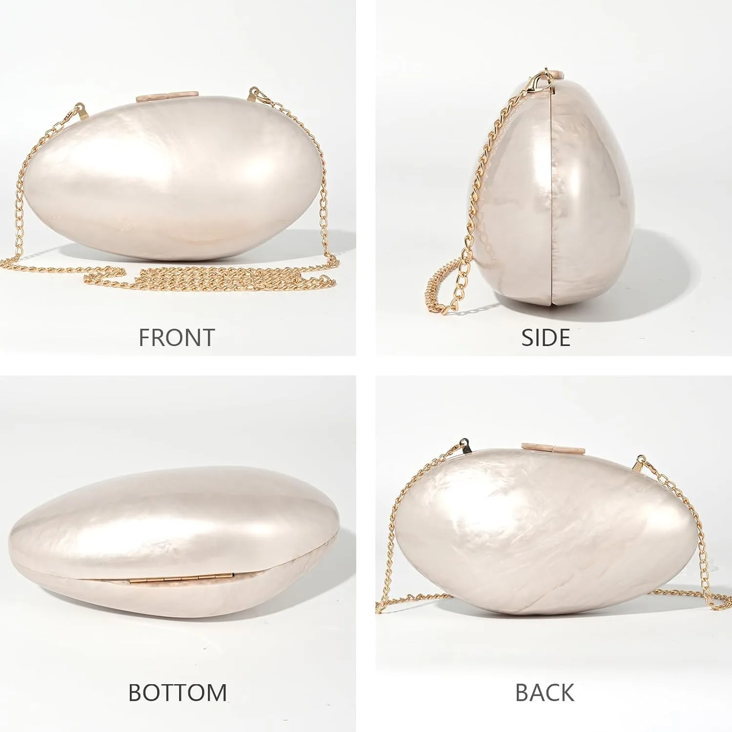 Pearl Clutch Purses For Women,Shell Acrylic Handbags Evening Bag Purse Small Shoulder Crossbody Bags Wedding Guest