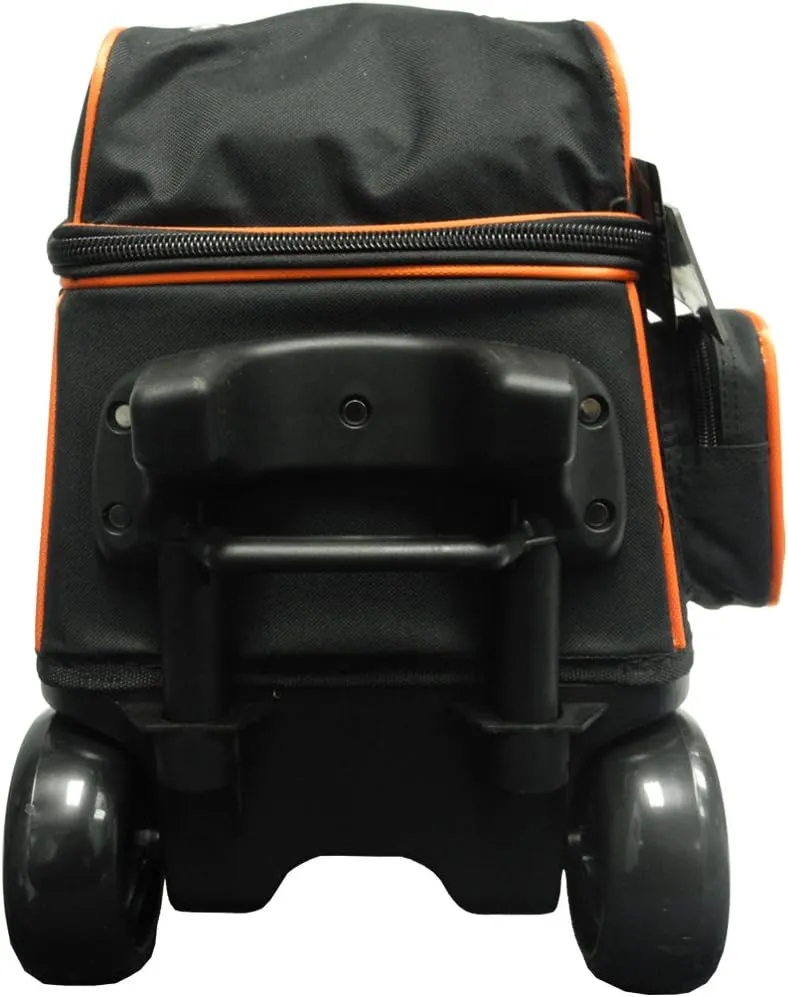 Pyramid Path Premium Deluxe 2 Ball Double Roller Bowling Bag With Large Separate Shoe Compartment (Up To US Mens Size 15) and Oversized Accessory Pocket, Retractable Locking Handle - Extends to 37"