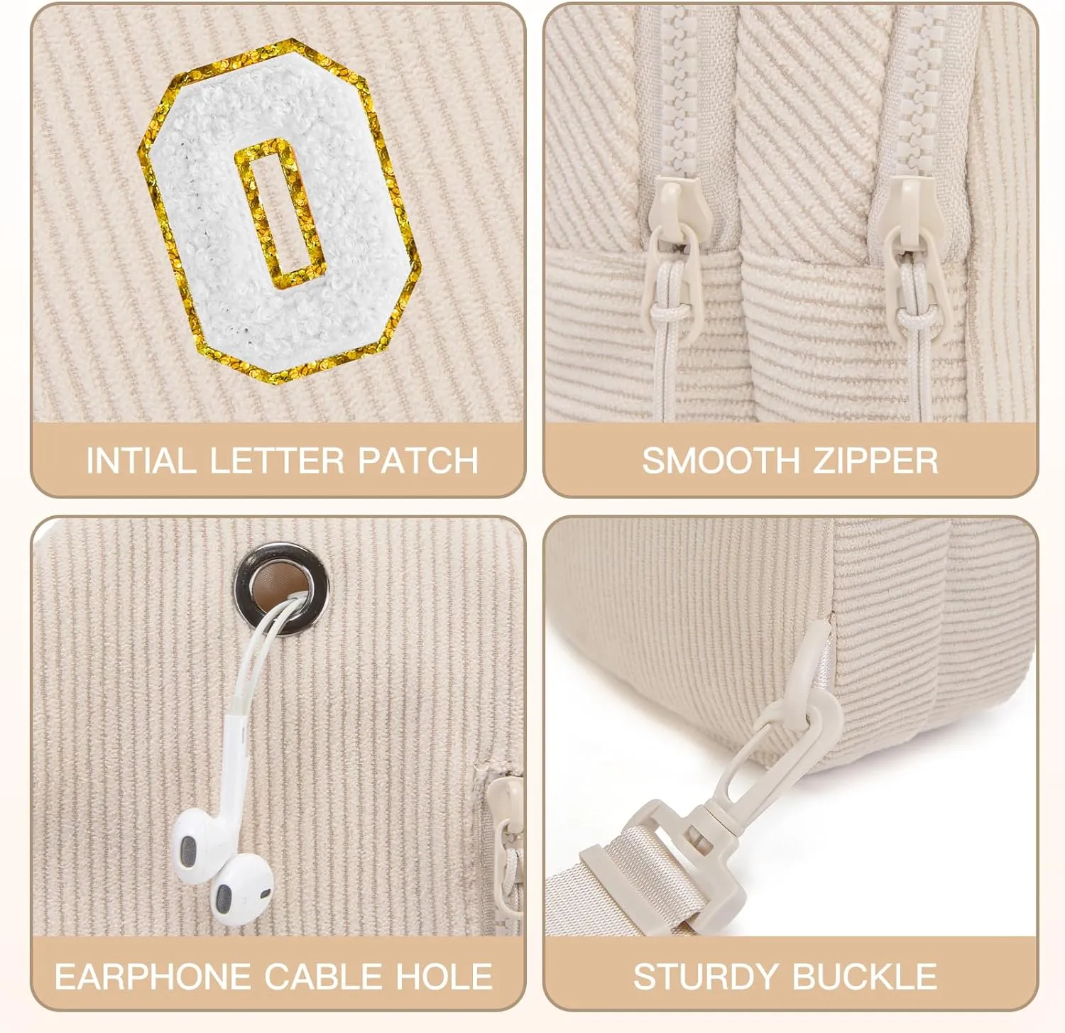 Small Corduroy Sling Bag Initial Crossbody Bag Fanny Pack for Girls Personalized Birthday Gifts for Teen Girls Gifts