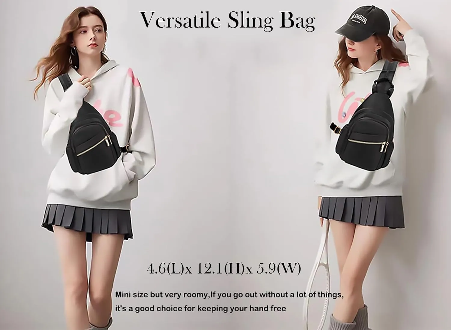 Small Crossbody Sling Bag for Women, Mini Backpack Sling Backpack Convertible, Chest Bag for Hiking Daypack