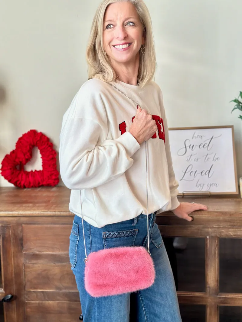 Soft Serenity Fur Crossbody Clutch - Pink