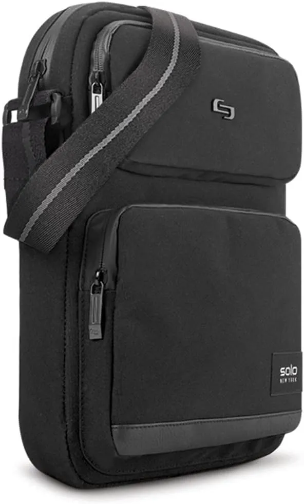 Solo New York Universal Tablet Sling Bag for Women & Men - Crossbody Bag for Travel, Walking, & Hiking, Adjustable Shoulder Strap, Front Zippered Pocket, Fits 12.9" Tablets - Ludlow, Black