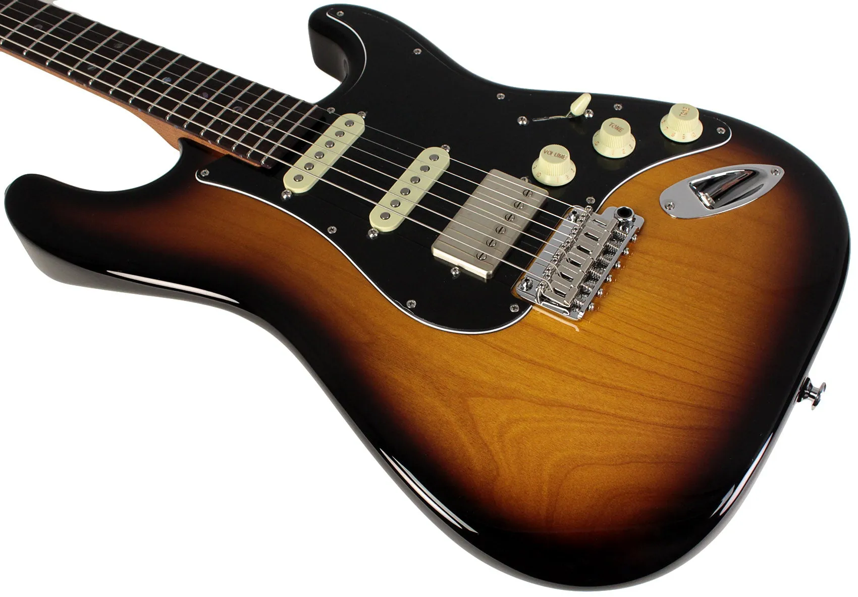 Suhr Select Classic S HSS Guitar, Roasted Flamed Neck, 2 Tone Burst, Rosewood