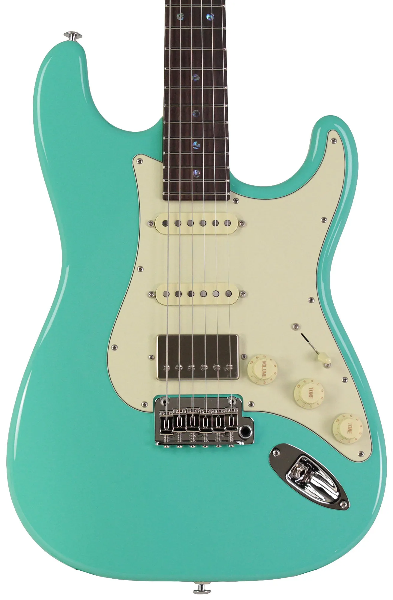Suhr Select Classic S HSS Guitar, Roasted Flamed Neck, Seafoam Green, Maple