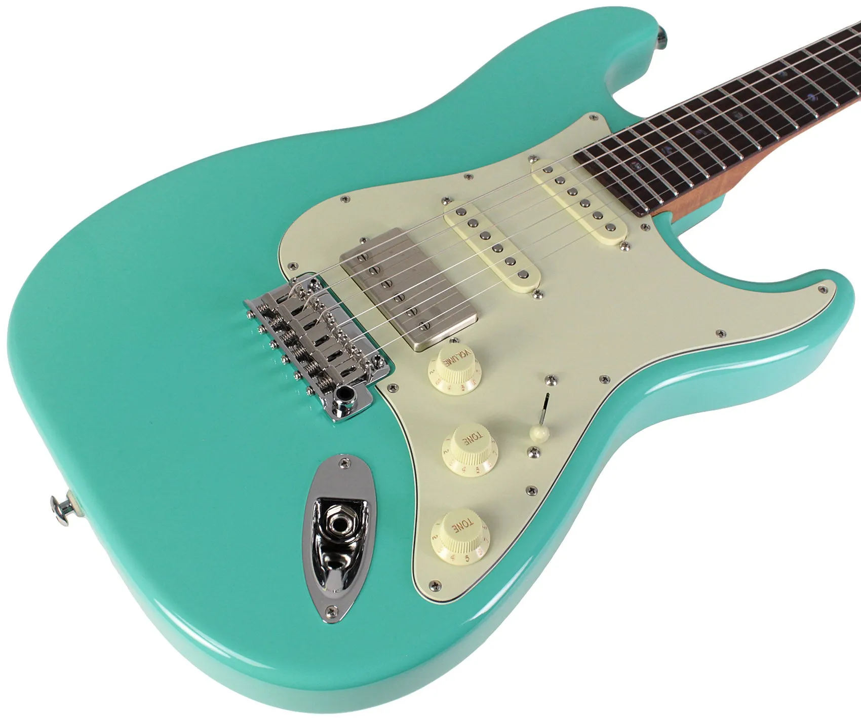 Suhr Select Classic S HSS Guitar, Roasted Flamed Neck, Seafoam Green, Maple