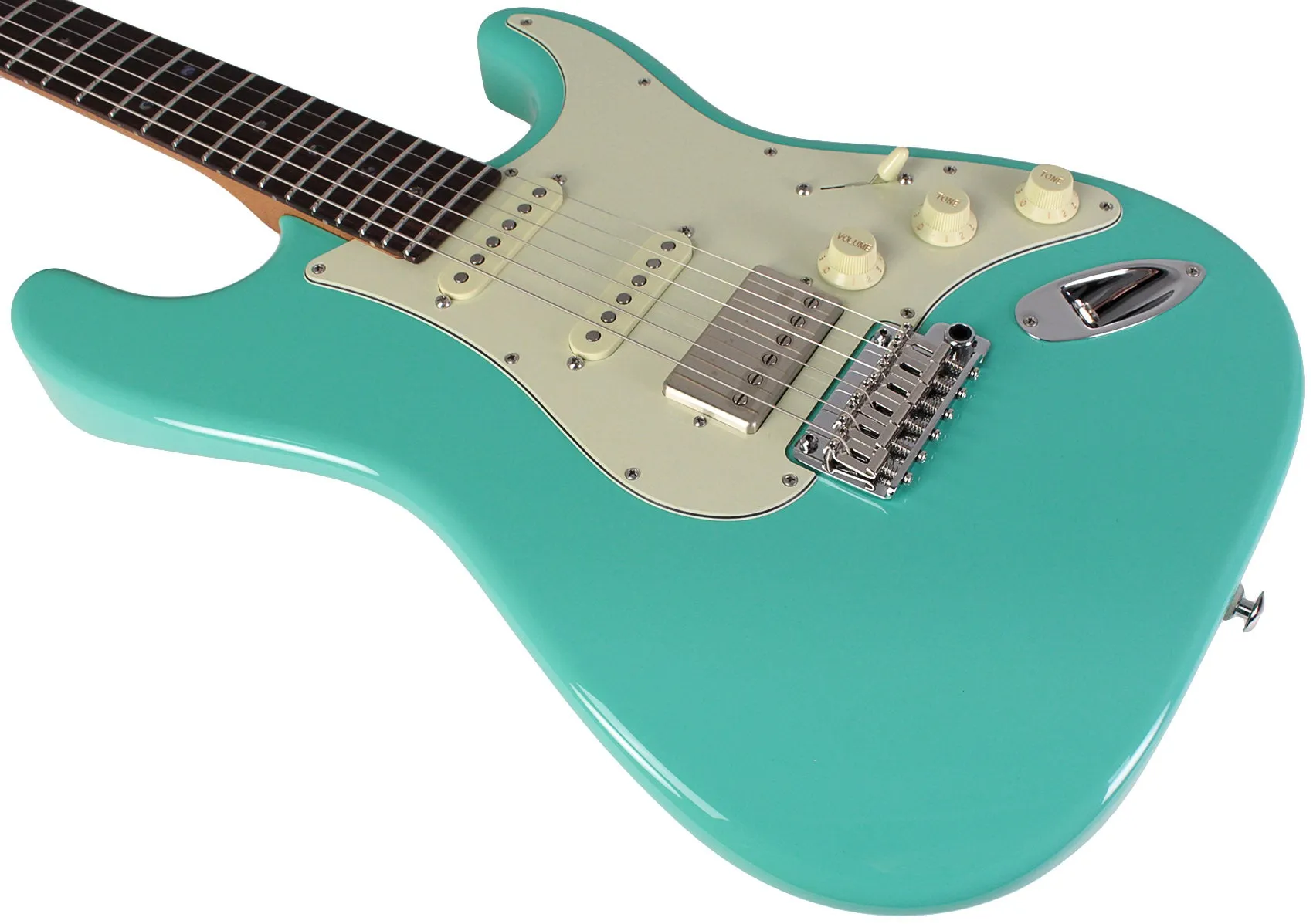 Suhr Select Classic S HSS Guitar, Roasted Flamed Neck, Seafoam Green, Maple