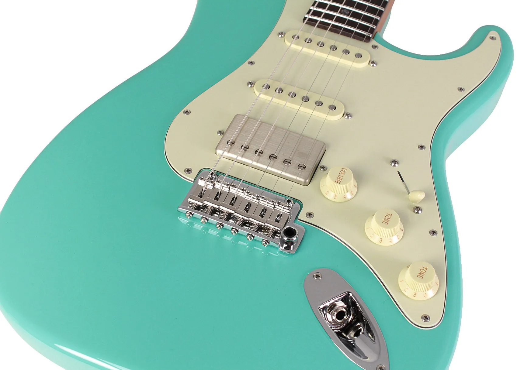 Suhr Select Classic S HSS Guitar, Roasted Flamed Neck, Seafoam Green, Maple