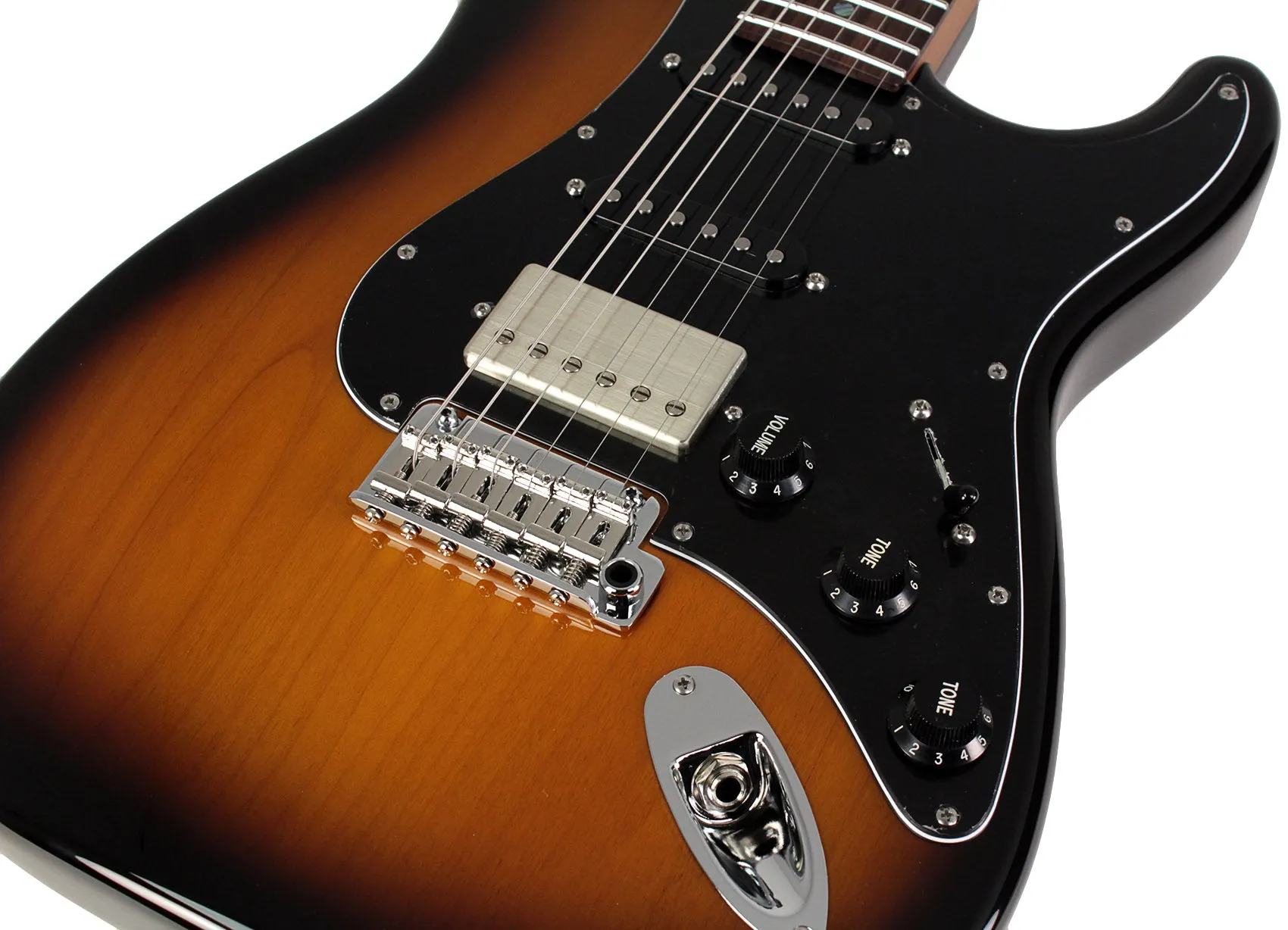 Suhr Select Classic S HSS Guitar, Roasted Flamed Neck, Tobacco Burst, Rosewood