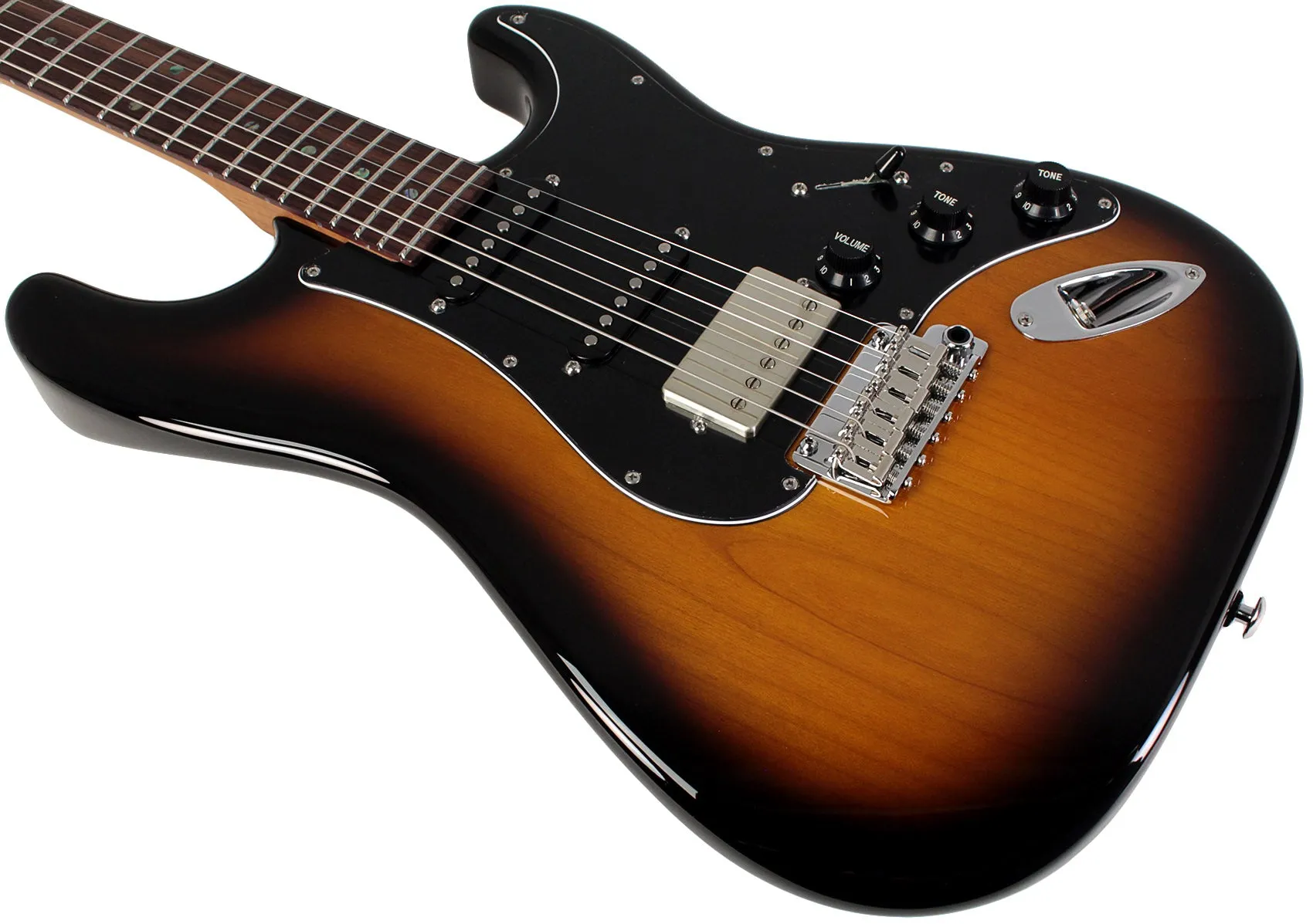 Suhr Select Classic S HSS Guitar, Roasted Flamed Neck, Tobacco Burst, Rosewood