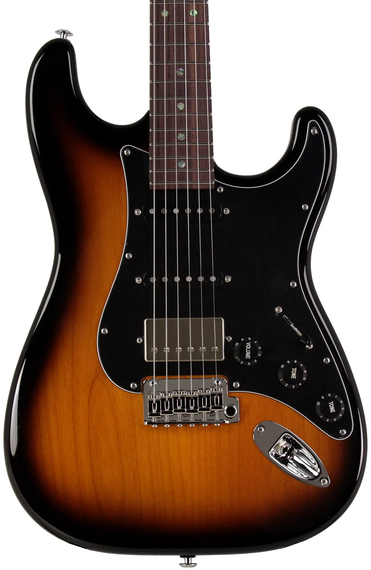 Suhr Select Classic S HSS Guitar, Roasted Flamed Neck, Tobacco Burst, Rosewood