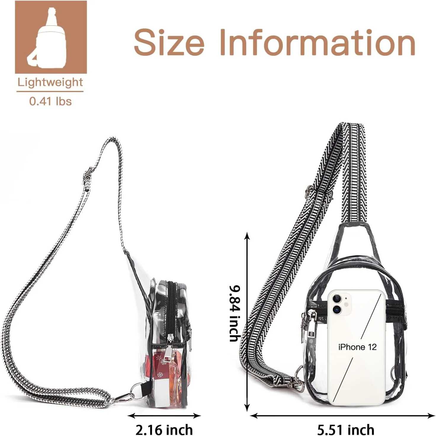 Telena Clear Bag for Stadium Events Clear Purses for Women Stadium Crossbody Fanny Pack Sling Bag