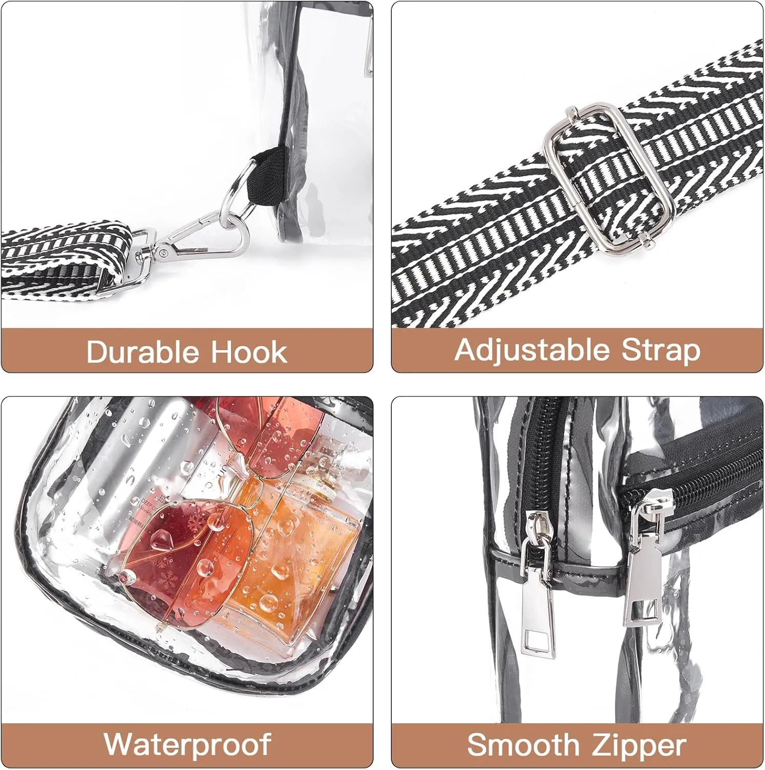 Telena Clear Bag for Stadium Events Clear Purses for Women Stadium Crossbody Fanny Pack Sling Bag