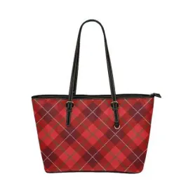 Tote Bags, Red Plaid Style Leather Bag
