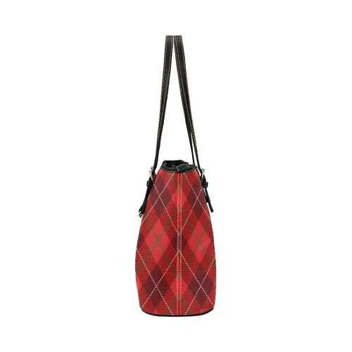 Tote Bags, Red Plaid Style Leather Bag