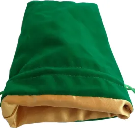 Velvet Dice Bag with Satin Liner 6"x8", Green Velvet Dice Bag with Gold Satin