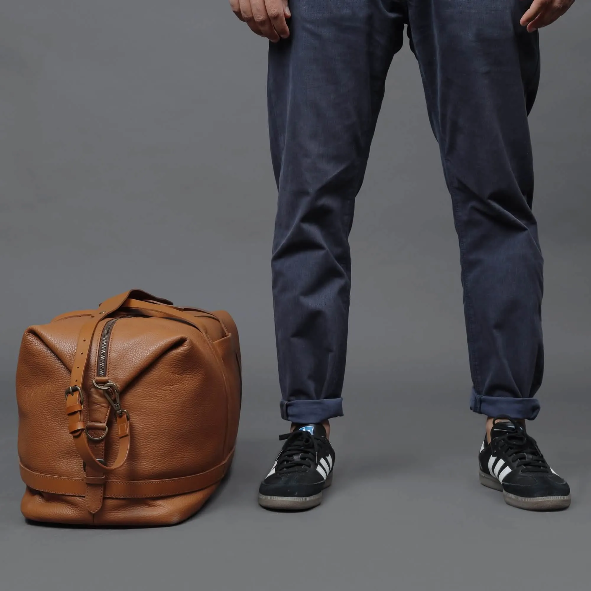 Vintage Elegance Full Grain Leather Weekend Travel Bag