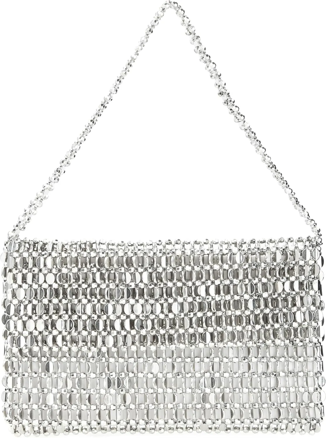 Vintage Style Acrylic Silver Sequin Handbag Underarm Purse Evening Clutch for Wedding Party