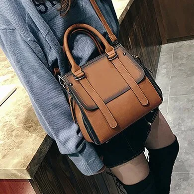 Vintage Two-tone Saddle Design Leather Handbags