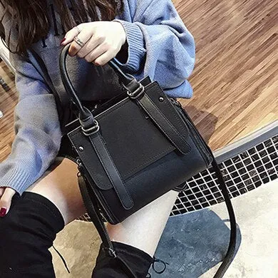 Vintage Two-tone Saddle Design Leather Handbags