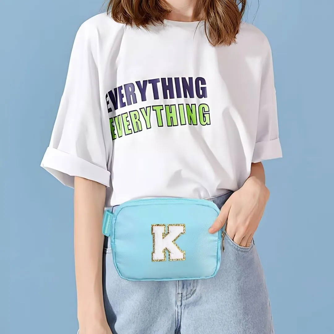 YOOLIFE Initial Belt Bag - Crossbody Bag for Women Blue Letter Monogrammed Everywhere Fanny Pack