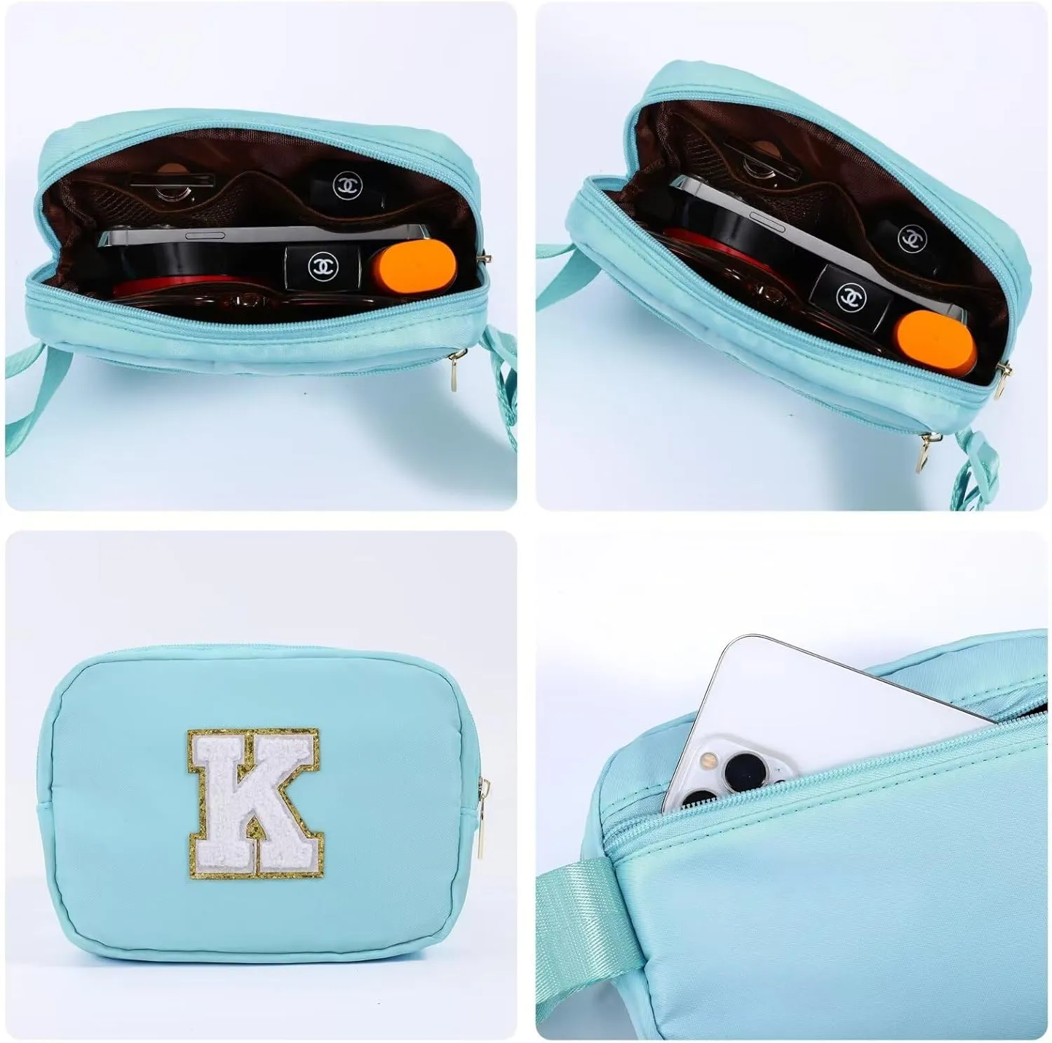 YOOLIFE Initial Belt Bag - Crossbody Bag for Women Blue Letter Monogrammed Everywhere Fanny Pack